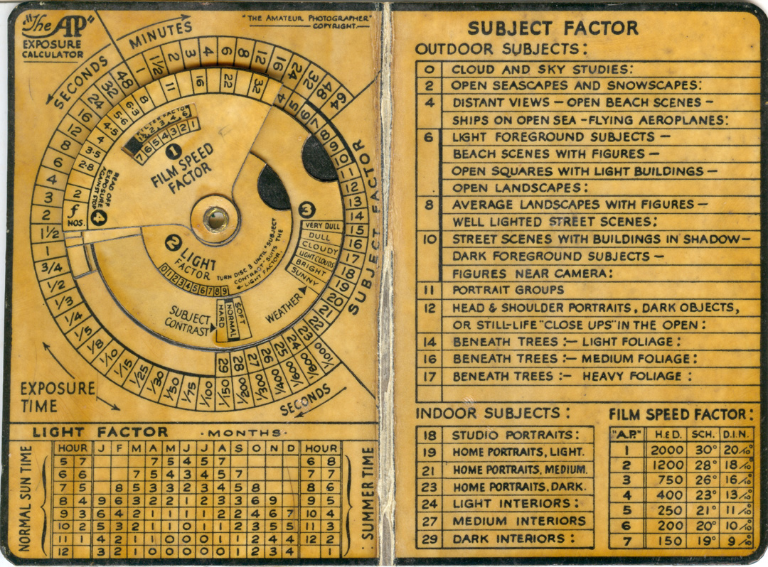 AP EXPOSURE CALCULATOR c1950